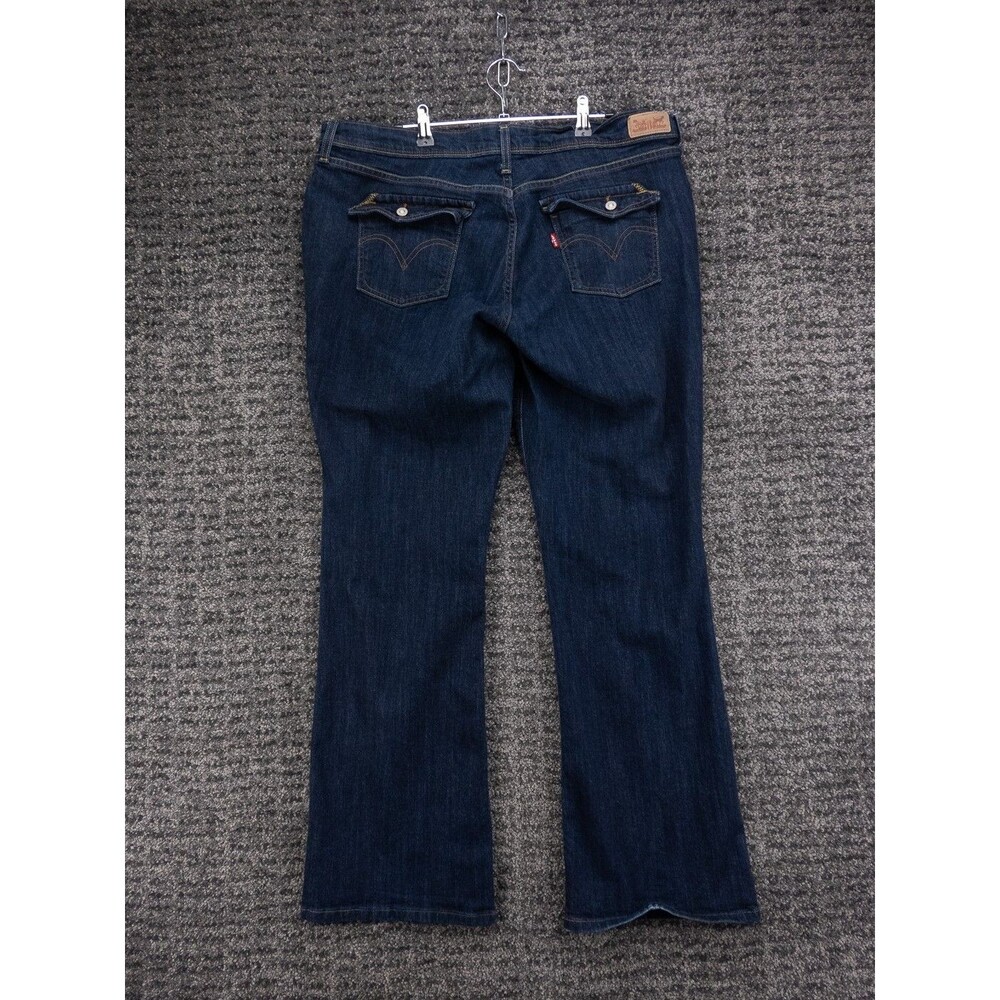 Levis 515 Boot Cut Jeans Womens 16 Blue Dark Wash Stretch Denim Casual Western - Picture 10 of 13